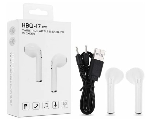 Гарнитура Bluetooth i7 S наушники  золото (100)