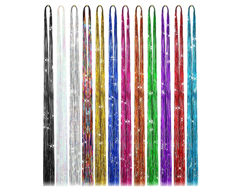 Hair Tinsel Kit Набор мишуры для волос 12 цветов в одной упаковке (200)