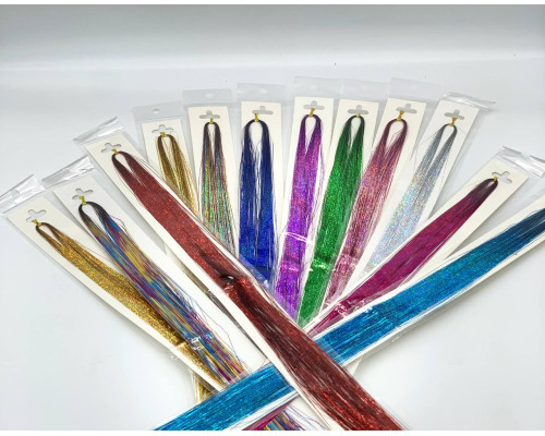 Hair Tinsel Kit Набор мишуры для волос 12 цветов в одной упаковке (200)