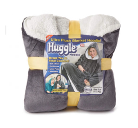 Толстовка плед с капюшоном СЕРЫЙ Huggle Hoodie Ultra Plush Blanket (90)