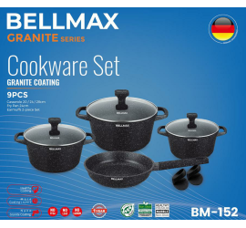 Набор посуды 9 предметов Bellmax Cookware Set BM-152 BLACK (4)