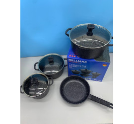 Набор посуды 9 предметов Bellmax Cookware Set BM-152 BLACK (4)
