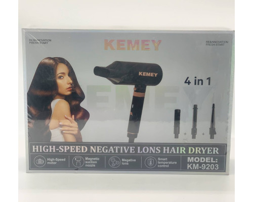 Фен для волос Kemey KM 9203 с 4 насадками (12)
