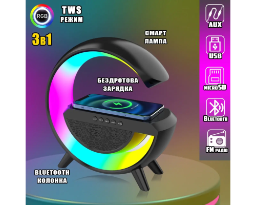 Ночник Smart Light Sound Machine с беспроводной зарядкой и Bluetooth колонкой BLACK (24)