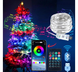 Умная гирлянда Smart LED 20м Bluetooth USB IP65 с приложением (100)