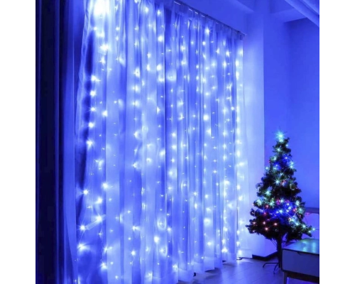Гирлянда-штора светодиодная 160 LED 2х2 м USB СИНИЙ (100)