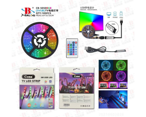 Светодиодная лента TV LED Strip CB-5050RGB 5метров USB (100)