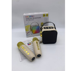 Караоке, мини колонка с двумя микрофонами Music with karaoke Bluetooth ZX-03 WHITE (40)