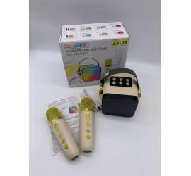 Караоке, мини колонка с двумя микрофонами Music with karaoke Bluetooth ZX-03 WHITE (40)