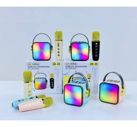 Караоке, мини колонка с двумя микрофонами Music with karaoke Bluetooth ZX-03 WHITE (40)