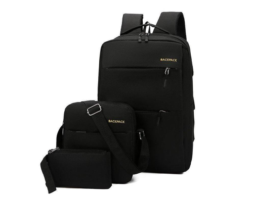 Рюкзак, сумка, клатч, набор 3 в 1 Backpack BLACK (100)