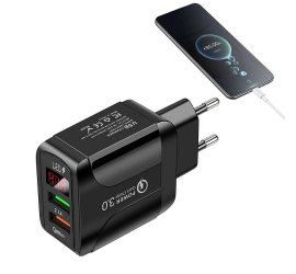 Блок питания Charger для быстрой зарядки с двумя портами, адаптер QC3.0 (100)