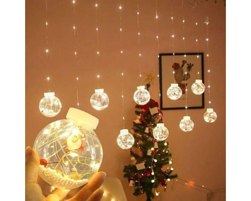 Гирлянда шары с дедом морозом LED USB МУЛЬТИК (30)