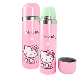 Термос металлический с чашкой Hello Kitty РОЗОВЫЙ (1)