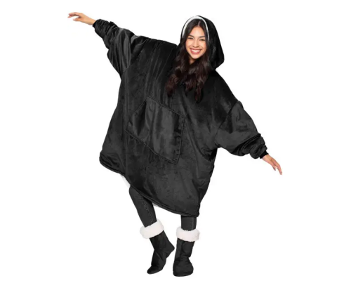 Толстовка плед с капюшоном Huggle Hoodie Ultra Plush Blanket Чёрный (90)
