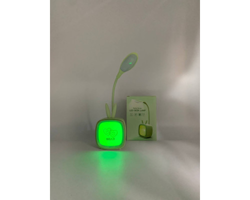 Аккумуляторная настольная лампа с RGB подсветкой ЗЕЛЕНАЯ (120)