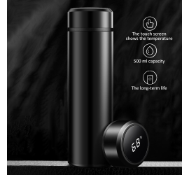 НУЖНА ЗАМЕНА БАТАРЕЙКИ Термос с индикатором температуры LED 0.5 л. BLACK (50)