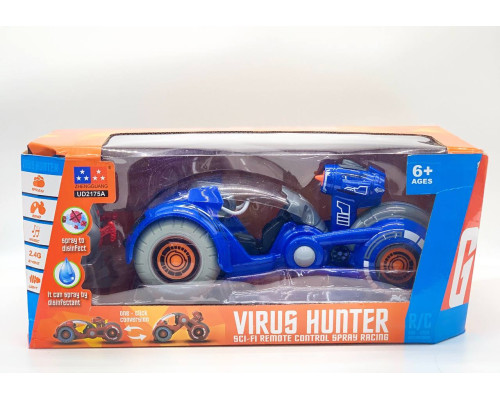 Радиоуправляемый мотоцикл с дезинфектором СИНИЙ Virus HUNTER(12)