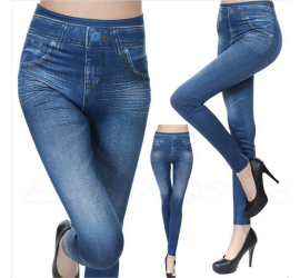 Леджинсы Леггинсы утепленные Jeans winter Leggings Size XXL-XXXL BLUE (200)