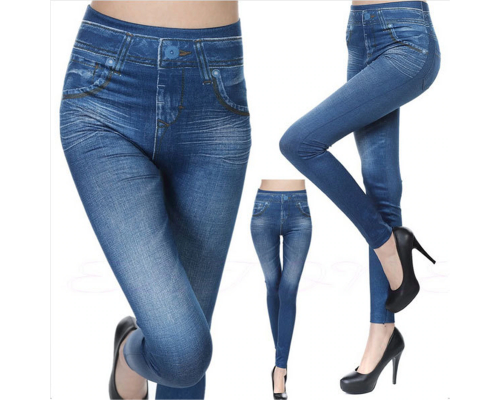 Леджинсы Леггинсы утепленные Jeans winter Leggings Size XXL-XXXL BLUE (200)