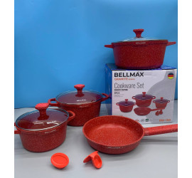 Набор посуды 9 предметов Bellmax Cookware Set BM-152 RED (4)