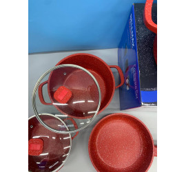 Набор посуды 9 предметов Bellmax Cookware Set BM-152 RED (4)