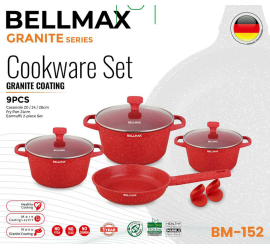 Набор посуды 9 предметов Bellmax Cookware Set BM-152 RED (4)