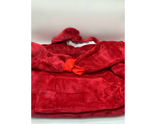 Толстовка плед с капюшоном КРАСНАЯ Huggle Hoodie Ultra Plush Blanket (90)