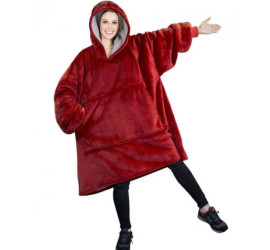 Толстовка плед с капюшоном КРАСНАЯ Huggle Hoodie Ultra Plush Blanket (90)