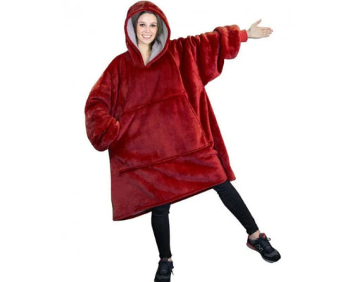 Толстовка плед с капюшоном КРАСНАЯ Huggle Hoodie Ultra Plush Blanket (90)