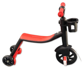Самокат-велобег Scooter 3в1, с педалями, КРАСНЫЙ, БЕЗ УПАКОВКИ (6)