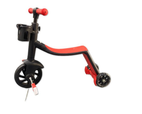 Самокат-велобег Scooter 3в1, с педалями, КРАСНЫЙ, БЕЗ УПАКОВКИ (6)