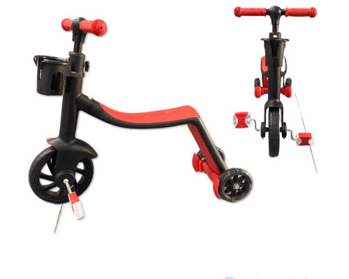 Самокат-велобег Scooter 3в1, с педалями, КРАСНЫЙ, БЕЗ УПАКОВКИ (6)