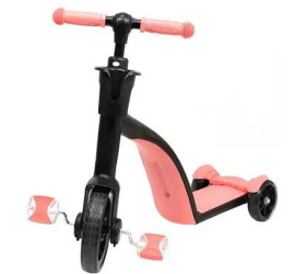 Самокат-велобег Scooter 3в1, с педалями, РОЗОВЫЙ, БЕЗ УПАКОВКИ (6)