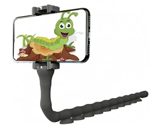 Гибкий держатель для телефона с присосками Cute Worm Lazy Holder Чёрный (200)