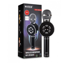 Детский микрофон с функцией караоке USB, microSD, AUX, Bluetooth Wster WS-669 Чёрный (40)