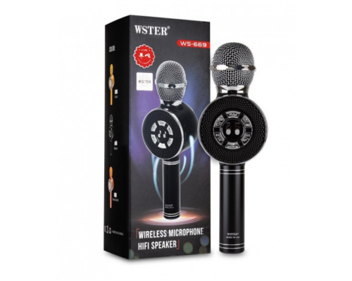 Детский микрофон с функцией караоке USB, microSD, AUX, Bluetooth Wster WS-669 Чёрный (40)