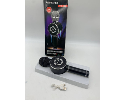 Детский микрофон с функцией караоке USB, microSD, AUX, Bluetooth Wster WS-669 Чёрный (40)
