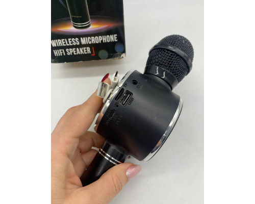 Детский микрофон с функцией караоке USB, microSD, AUX, Bluetooth Wster WS-669 Чёрный (40)