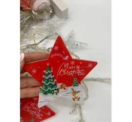 Гирлянда Штора Звезда MERRY CHRISTMAS  Цветная (50)