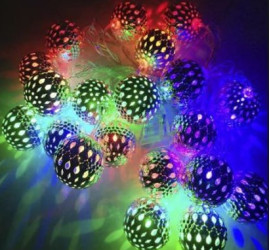 Гирлянда светодиодная Шарик металлический, 20 LED, Золото, Мультицвет (100)