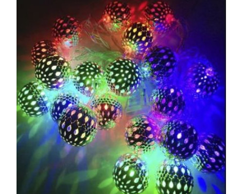 Гирлянда светодиодная Шарик металлический, 20 LED, Золото, Мультицвет (100)