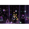 Гирлянда Штора ЦВЕТНАЯ с формами колокольчик, елка, олень 12 PCS light (30)