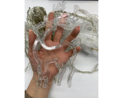 Гирлянда Штора ЦВЕТНАЯ с формами колокольчик, елка, олень 12 PCS light (30)