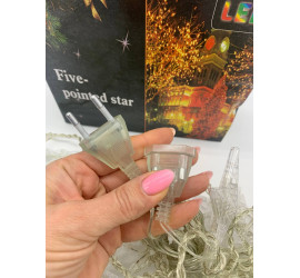 Гирлянда Штора ЦВЕТНАЯ с формами колокольчик, елка, олень 12 PCS light (30)