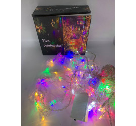Гирлянда Штора ЦВЕТНАЯ с формами колокольчик, елка, олень 12 PCS light (30)