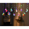 Гирлянда Штора с формами Звезда Снеговик Месяц Елка Сапог 10 PCS light  Цветная (50)