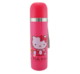 Термос металлический с чашкой Hello Kitty МАЛИНОВЫЙ (1)