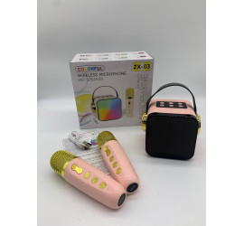 Караоке, мини колонка с двумя микрофонами Music with karaoke Bluetooth ZX-03 PINK (40)