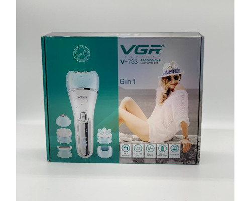 Эпилятор VGR V-733 аккумуляторный USB 6в1 Зелёный (24)